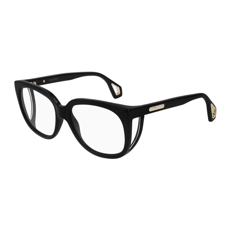 Gucci Temple Logo Logo Oval Optical Frame Women s Black