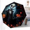 1 Auto Open Jack Skellington, Halloween Themed Colorful 8-rib Portable Umbrella for Men and Women, A Compact Commuting Companion Suitable fo