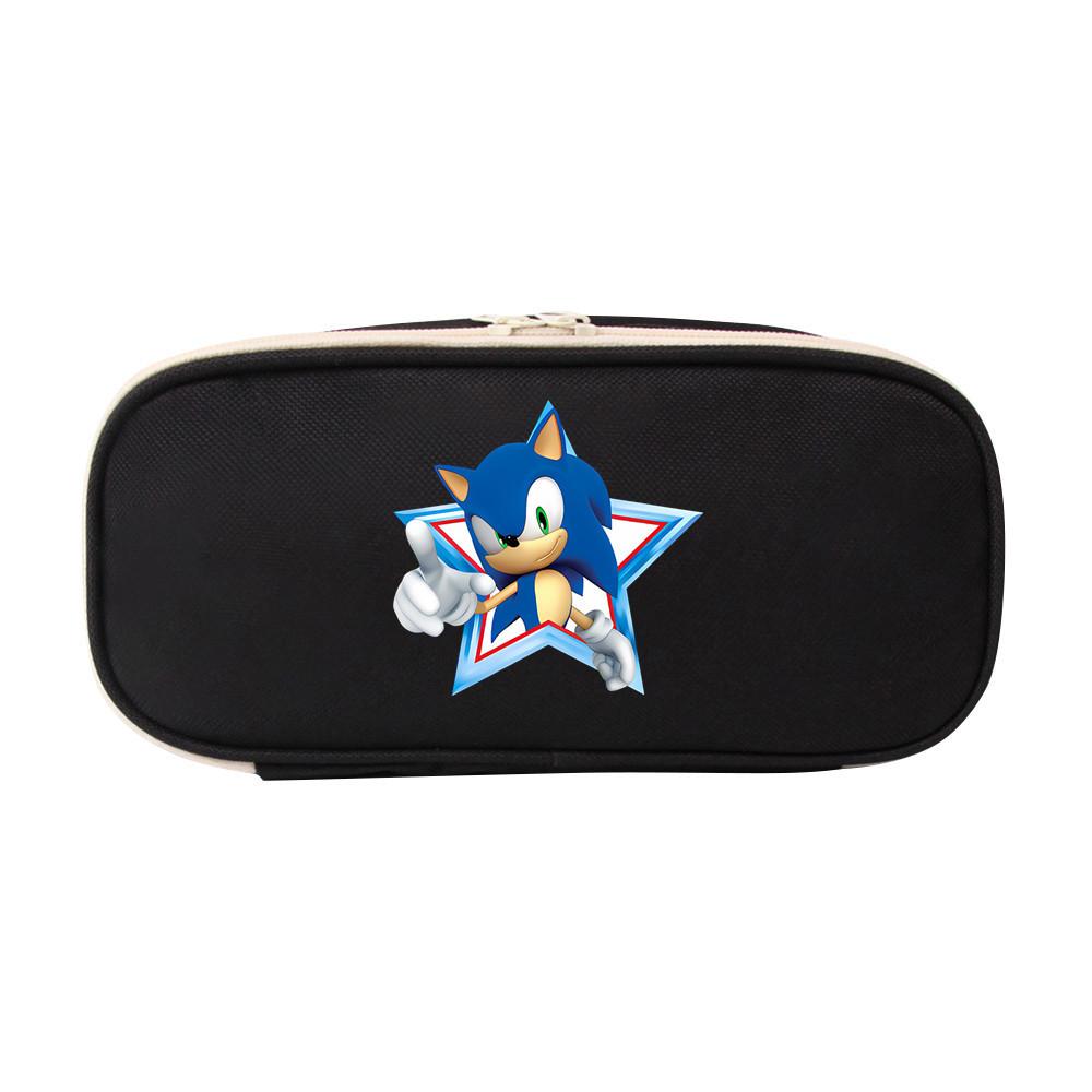 Sonic The Hedgehog Student Pencil Case Canvas Large Capacity Zipper Pen Bag For School Supplies And Teen Gift
