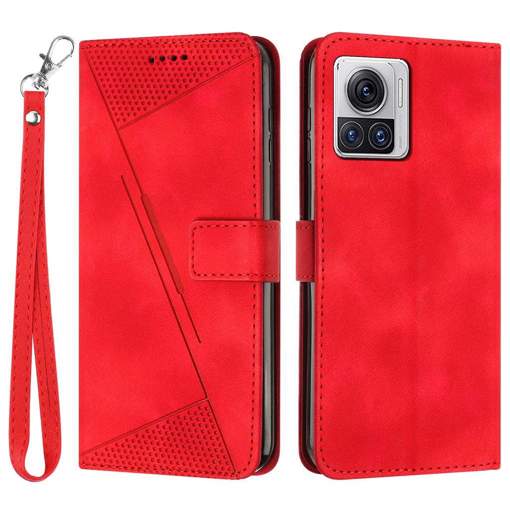 Leather Cover for Motorola Moto X30 Pro 5G/Edge 30 Ultra 5G,Triangle Imprint Wallet Stand Anti-drop Phone Case with Strap