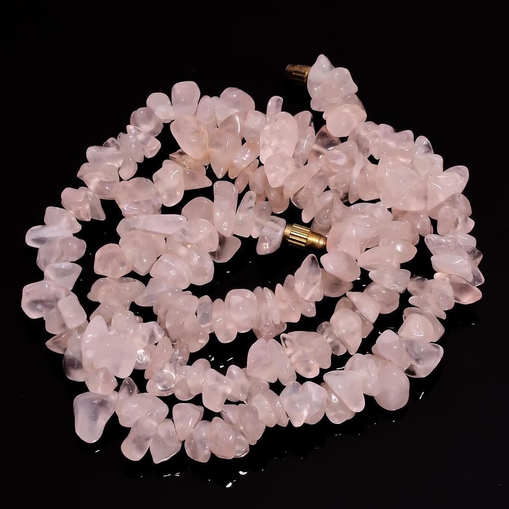 Natural Rose Quartz Gemstone Uncut Smooth Beads Necklace 6-11 mm 17" UB-8430 UB-8430