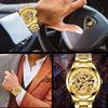 Top Marke Luxus Männer Quarzuhr Klassischen Chinesischen Stil Geprägte Goldene Drachen Uhr Stahl Band Business Männer Uhr
