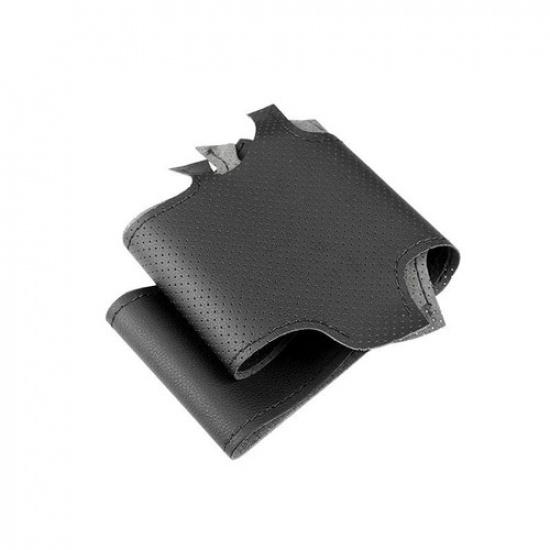 Car Steering Wheel Black Perforated Leather Cover Trim For Peugeot 308 2014-