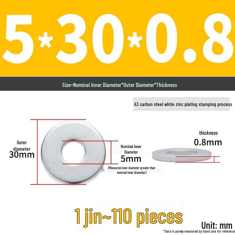 Extra Large Galvanized Metal Flat Washer - Thickened Round Screw Washer M6-M16