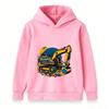 Kids Excavator Print Hoodie Sweatshirt, Cartoon Construction Vehicle Pullover for Boys Girls, Casual Long Sleeve Tops for Daily Wear