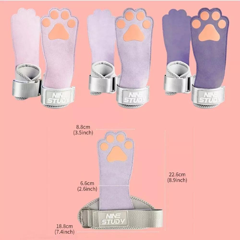 Dog Paw Shape Pull-up Dumbbell Gloves Anti-slip Cowhide Palm Guard Durable Rowing Gloves