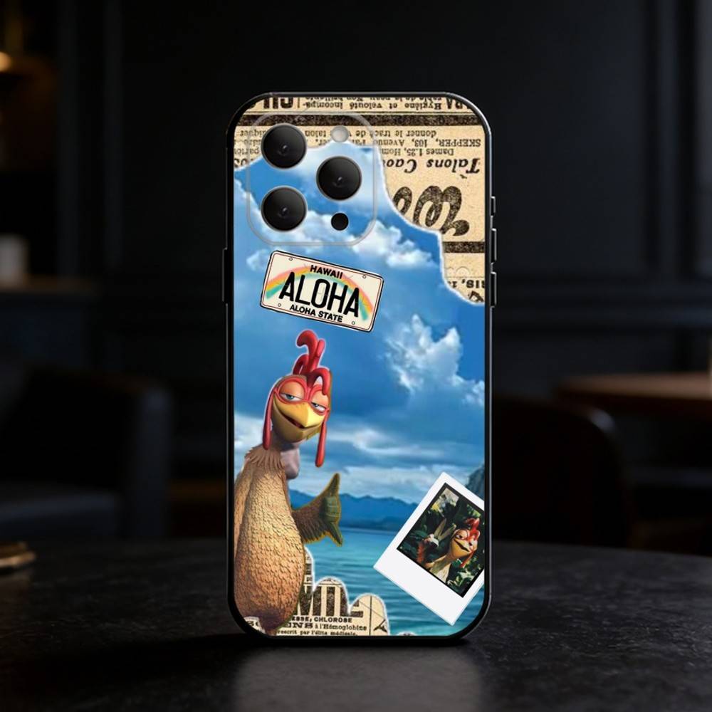 FUNNY C-Chicken J-Joe Surf Phone Case For iPhone 17,16,15,14,13,12,11 Plus,Pro Max,SE4Soft Silicone Black Cover
