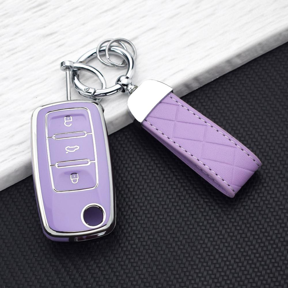 Tpu Car Key Case For Volkswagen Vw Polo Golf Passat Tiguan Beetle Caddy 2/3 Buttons Key Cover For Skoda Octavia Seat Leon Altea