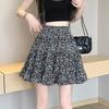 Qooth Summer Floral Pleated  A Line Sweet Mini Ruffle Skirt Tiered Elastic Waist Bud Skirt QT2627
