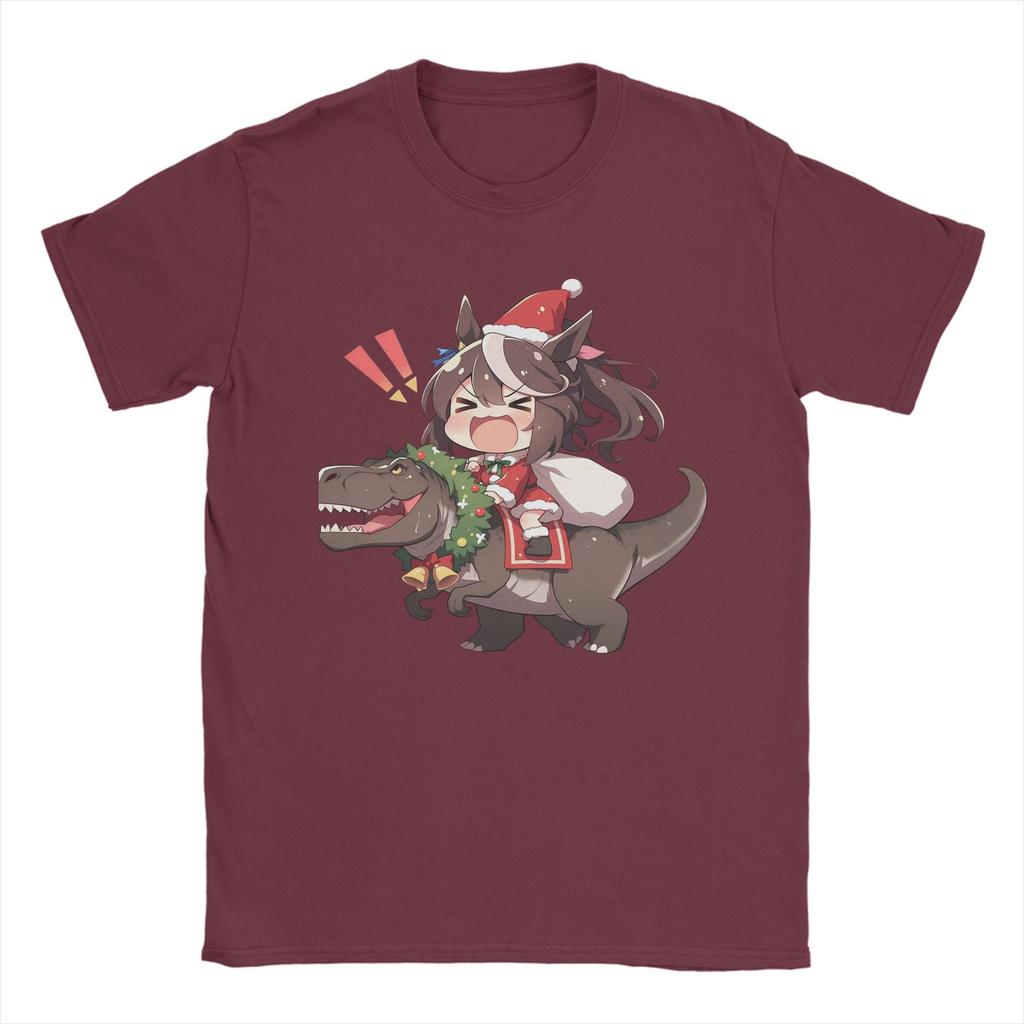 Tokai Teio Christmas T Shirts Men's Pure Cotton T-Shirts Round Neck Uma Musume Pretty Derby Anime Tees Short Sleeve Clothes