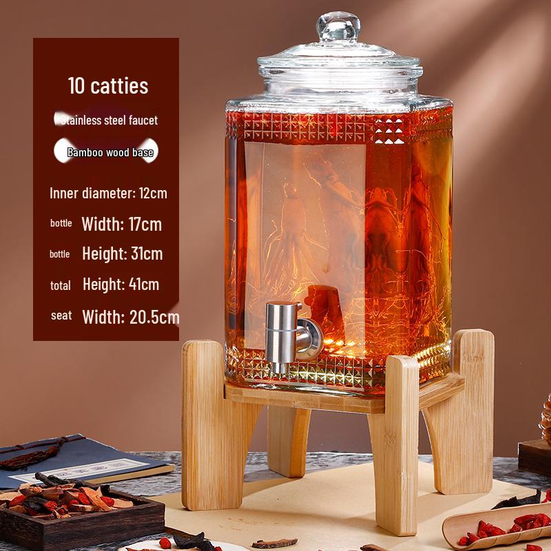 Sealed Sparkling Wine Bottle with Faucet - Household Ginseng Wine Jar & Baijiu Container