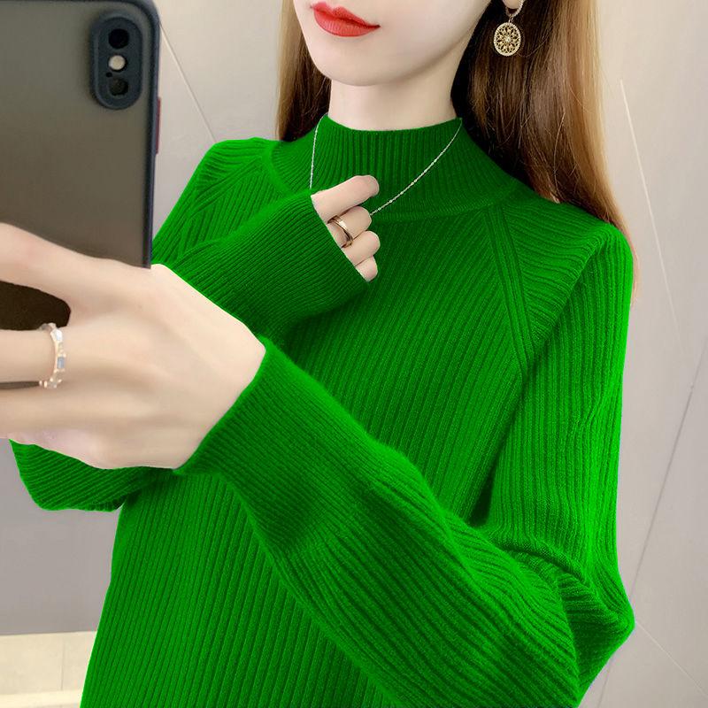 Solid Mock Neck Sweater, Versatile Long Sleeve Sweater for Fall & Winter, Women's Clothing
