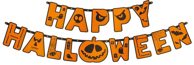 Baner Happy Halloween Z Dynią Pomarańczowy 185Cm