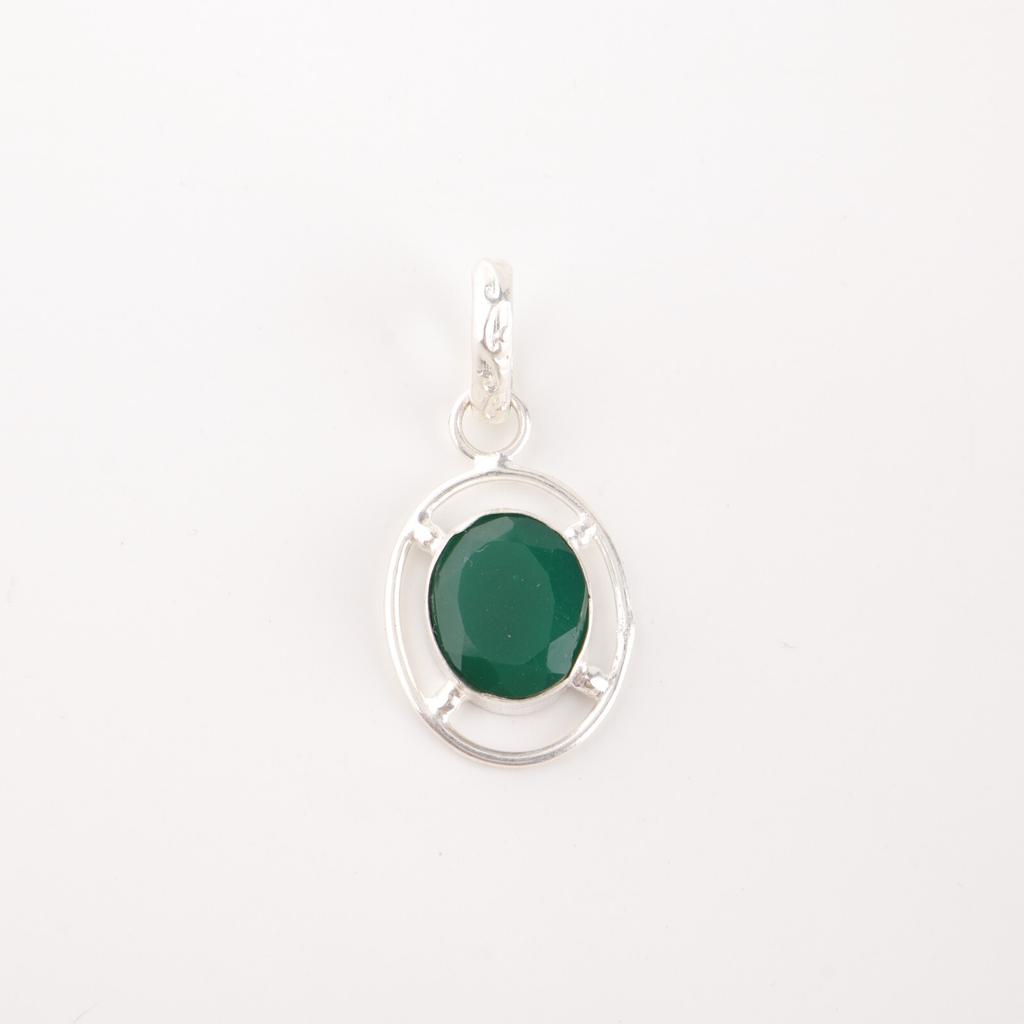 Green Onyx Gemstone 925 Sterling Silver Jewelry Handmade Stylish Pendant For Her PP-6-16