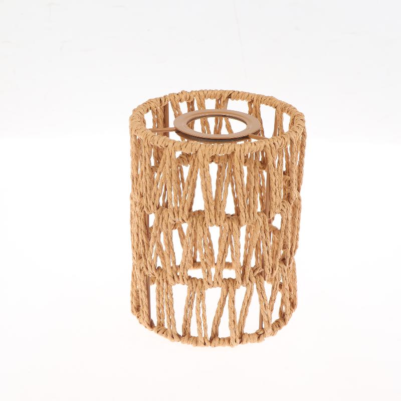 Handmade Paper Rope Woven Rattan Lampshade Boho Decorative Lampshade Table Lamp Decorative For Garden Yard Living Room