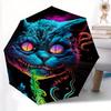 1pc Psychedelic Cat Automatic Open/Close Umbrella - Compact Travel Umbrella, 8-Rib Heavy-Duty Construction, Ideal Gift, Outdoor Accessory, S