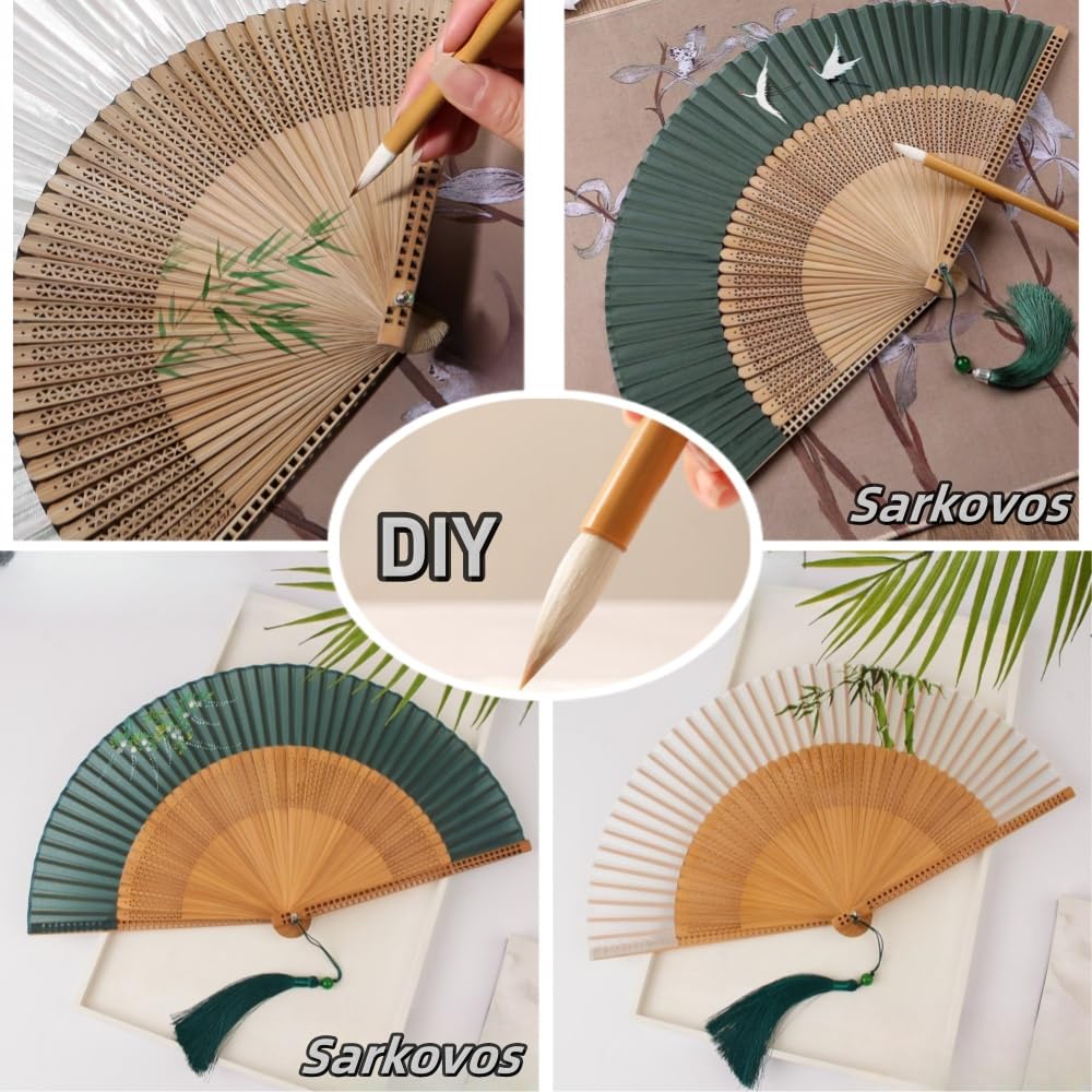 [Sarkovos] Women's Folding Fan, Natural Bamboo, Japanese Style, for Yukata and Summer Kimono, Heatstroke Prevention, Handmade, High-Quality Summer