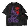 New ACID WASH TEE Neon Genesis Evangelion Printed Tshirt Mens and Womens Washed Tshirt High Quality Vintage Tshirt Top