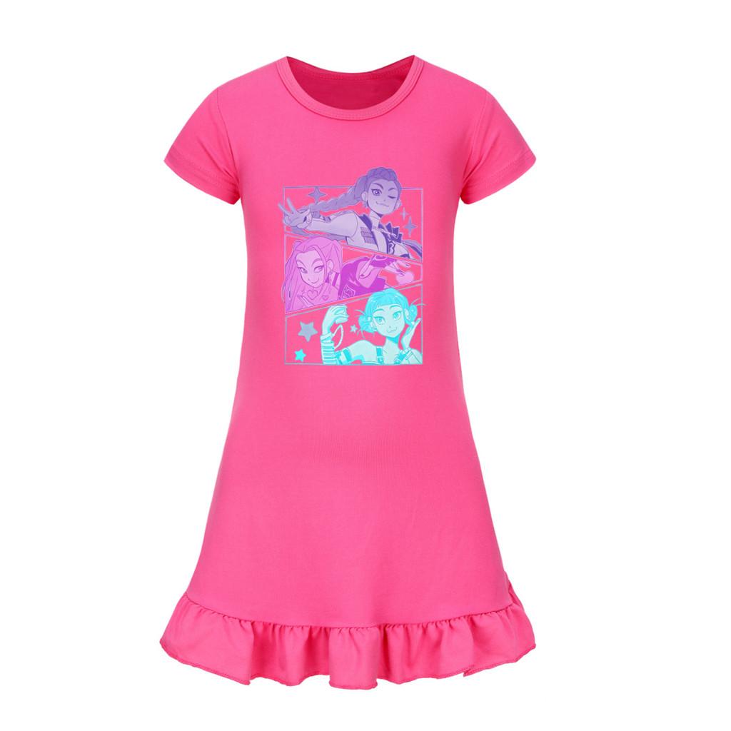 5160 Kids Girls Mira Zoey Rumi Printed Ruffle Short Sleeves Casual Dress
