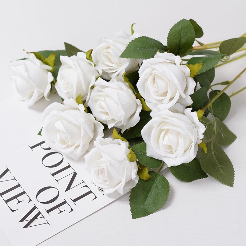 Artificial Flower for Home Decor Valentine's Day Velvet Rose DIY Wedding Bouquet Eco-friendly Floral Ornament for Holiday Party