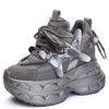 Women's Breathable Chunky Sneakers - 12cm Platform, Mesh, Small Size, A8951