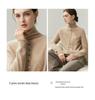 High Neck Cashmere Cardigan: Autumn/Winter Button-Up Rolled Hem Knitwear Sweater for Women.