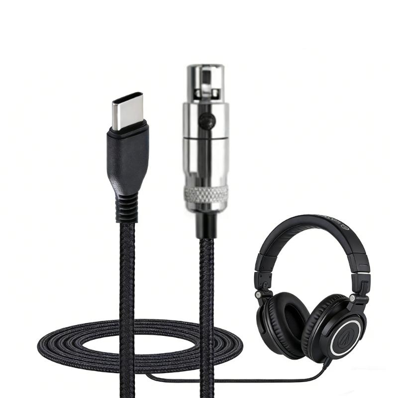 Braided Nylon USB C to 3Pin XLR Headphone Replacement Cable for Q701/K712/K702/K240/K240 II/K141/K17 With TangleFree