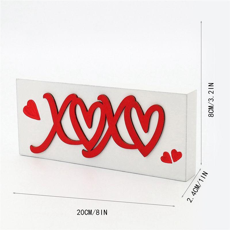 A20F-Happy Valentines Day Decorations, Kiss Valentines Sign, 2 Pieces Wooden Block Set, Valentine's Day Decor