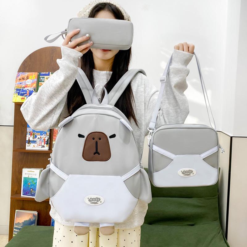 Cute Capybara Handbag for Primary and Secondary Schools Korean Style Junior High School Students Tutoring Bag Backpack