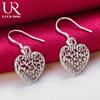 925 Sterling Silber Hohl Herz-förmigen Anhänger Piercing Ohrringe Modische Hochzeit Schmuck