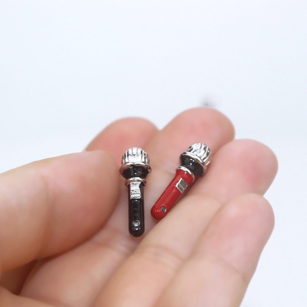 Furniture Microphone Stand Zinc Zinc Alloy 1:12 Dollhouse Accessories Fashion Mini Microphone Model  Kids
