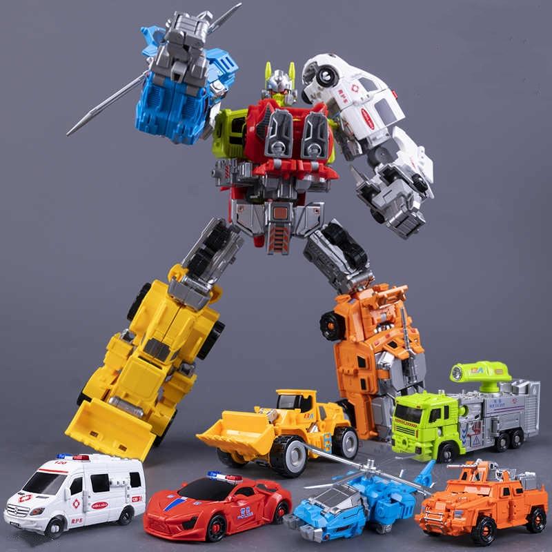 YUEXING 6 IN 1 New Transformation Movie Toys Devastator Anime Predaking Action Figure Robot Car Vehicle Dinosaur Model Boy Kids