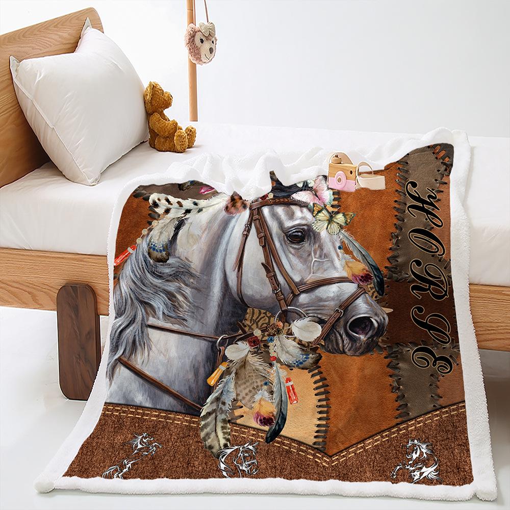 Blanket Animal Horse Blanket Lamb Fleece Crystal Fleece Blanket Blanket Universal