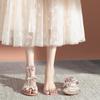 2023 Stylish Rhinestone Bowknot Ankle Strap High Heel Sandals for Women