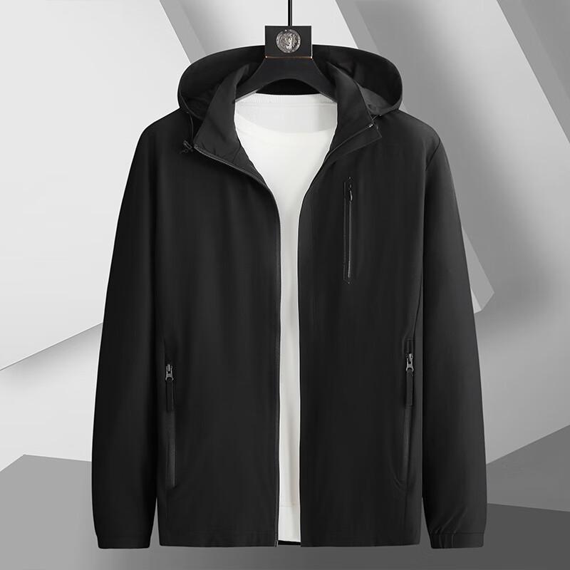Men's Plus Size Stand Collar Jacket with Detachable Hood