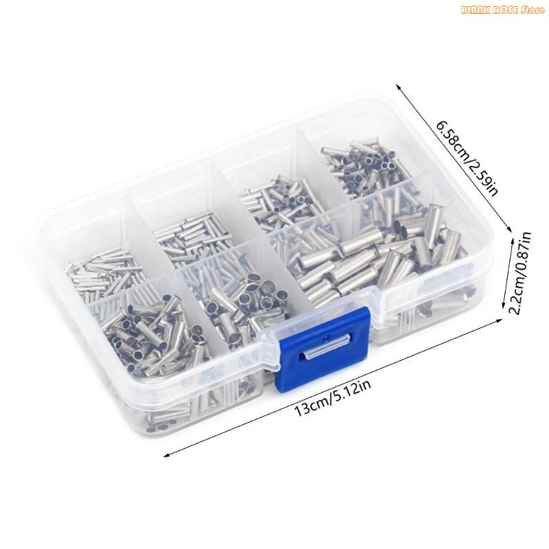 K1AE Pack of 600 Wire End Ferrules Assortment Copper Wire End Ferrules set Uninsulated Cable Sleeves for Wire Connection