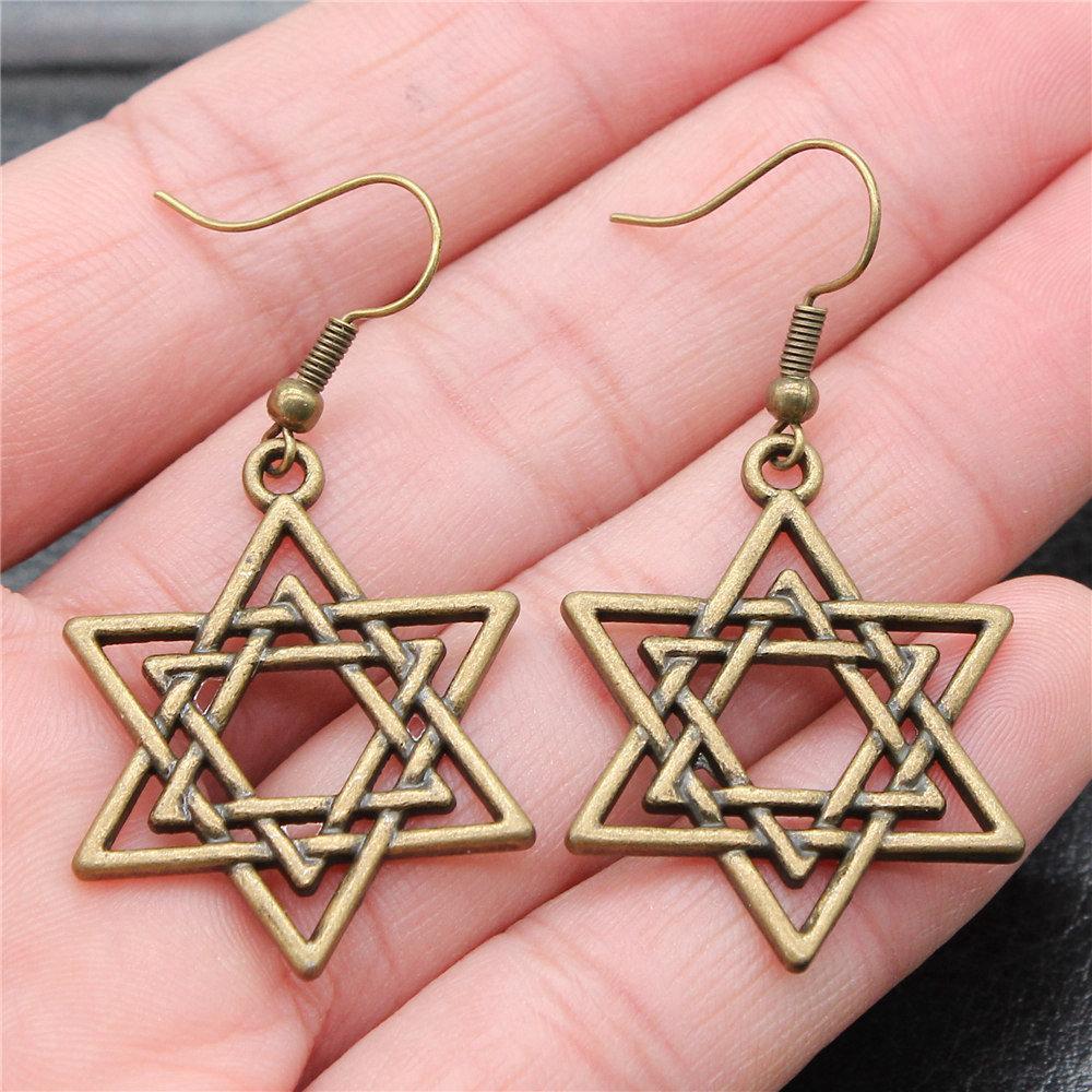 Drop & Dangle Earring Celtic Hexagram Kids' Jewelry MaterialsEarring Size 18x19mm QE006