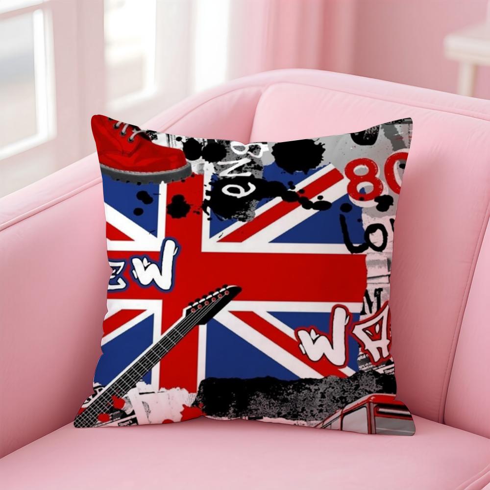 LOVE England Printed Cushion Cover Comfortable Reversible Pillow Cover Ideal for Car Sofa Bedroom & Beyond