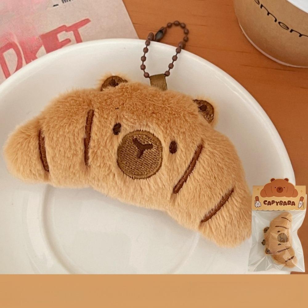 Trendy Capybara Bread Plush Keychain Foodie Theme Creative Backpack Pendants Bag Decor Soft Stuffed Doll Key Chain Party Favors