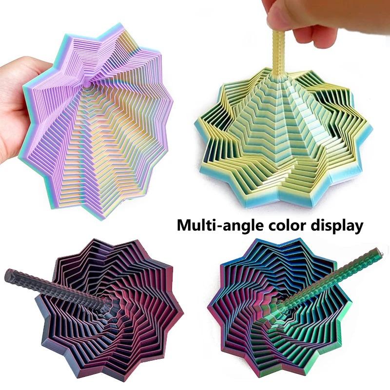 8.5Cm 3D Printed Stress Relief Star Optical Illusion Foldable Puzzle Toy Polygonal Radish Tower Spiral Desktop Toy