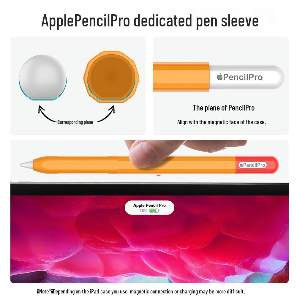 Apple Pencil Pro 4th Gen Silicone Protective Cover - Full Wrap, Color Block Design