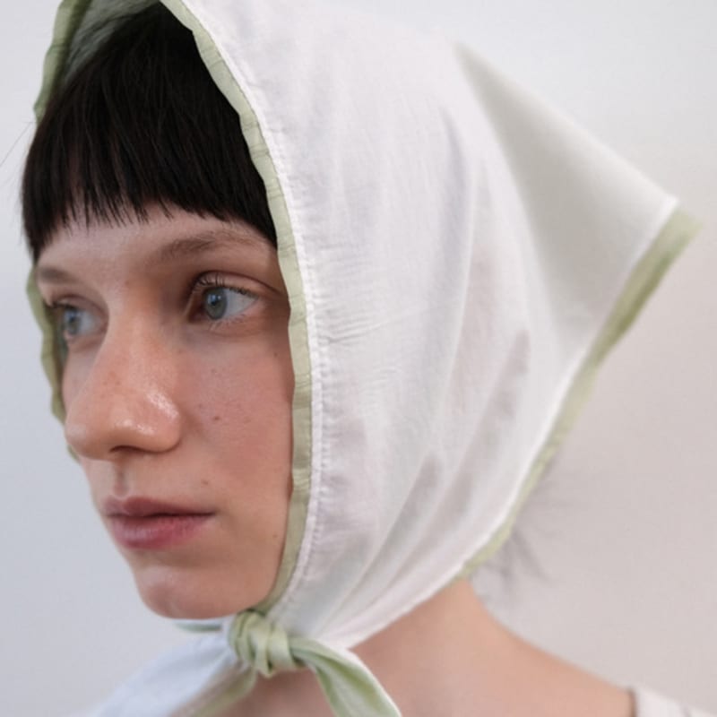 ne Rory Layered Scarf (white+light green)