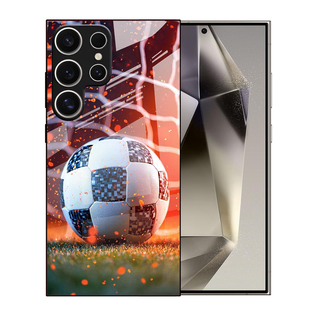 Samsung S26ULTRA Mobile Phone Case A90 Football S24 Tempered Glass Illustration A16 Black Protective Case A07