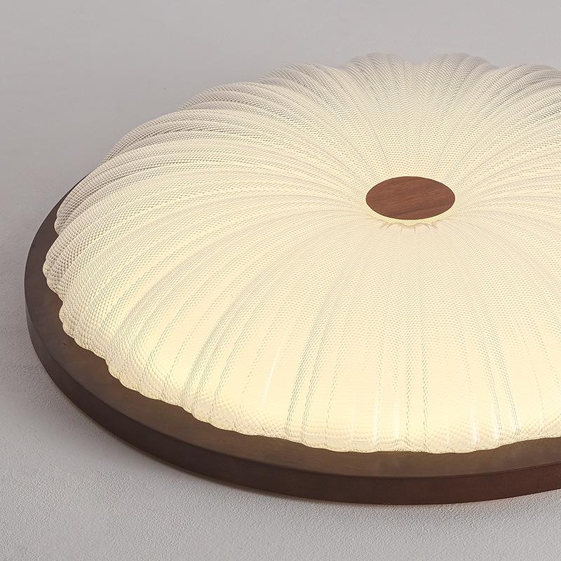 2025 Chinese Style Walnut Ceiling Light: Retro Round Design for Bedroom & Study