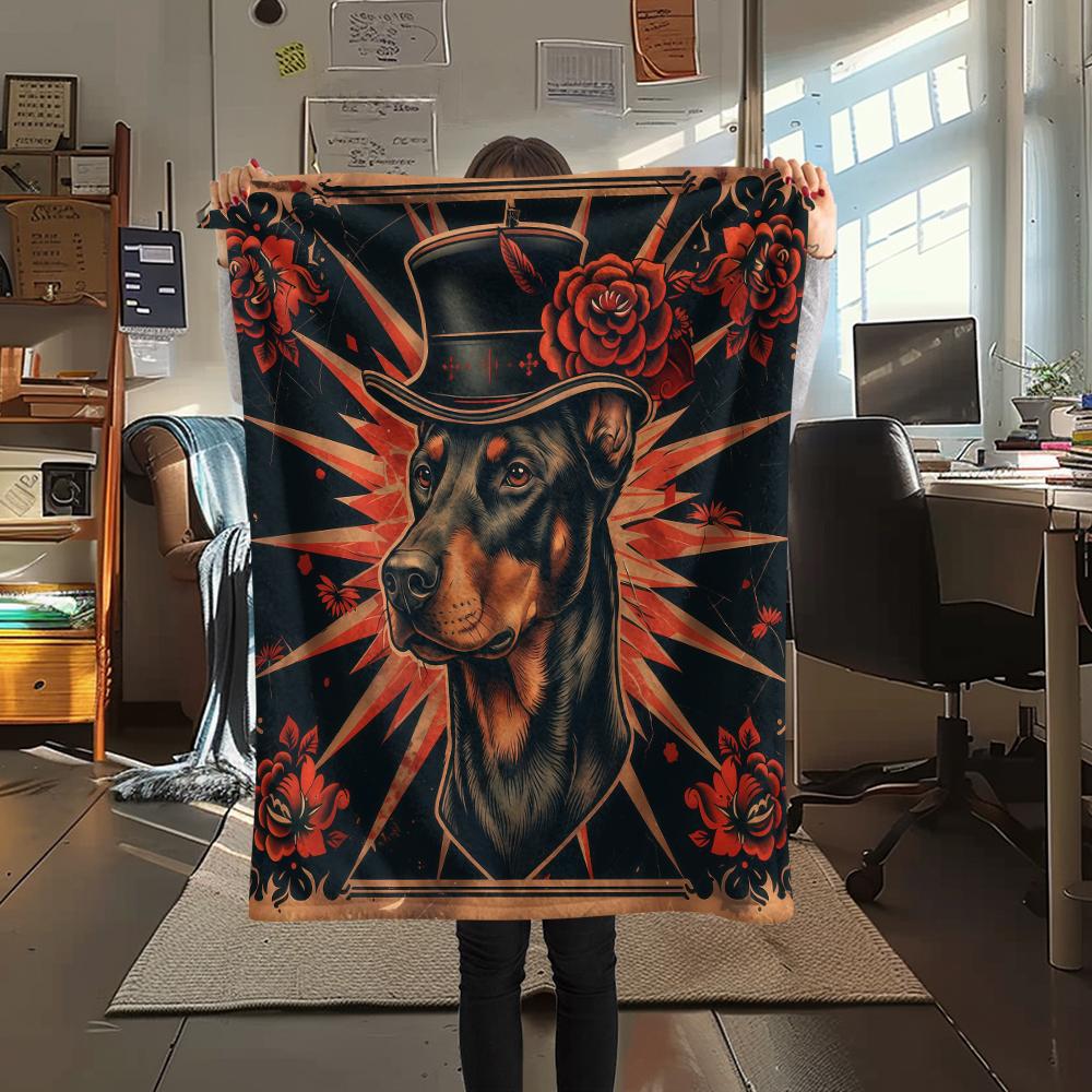 

Retro Gothic Rose Animal Print Flannel Blanket,High quality Comfortable for All Seasons,Home Decor,Warmth and Comfort,Perfect for Christmas Gifts 80cm x 120cm