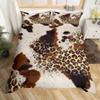 Cowhide Duvet Cover SetBrown Cow Leopard PrintWestern Rustic Farmhouse Farm Animals Bedding Sets Highland Cow Comforter Cover