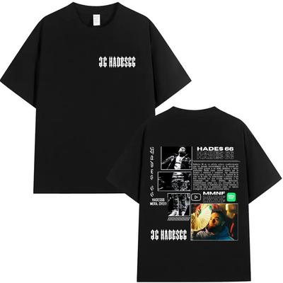 Hades66 Hip Hop Rapper TShirts Y2K Fun T Shirts 2025 Cotton Popular Tee Shirt Mens Short Sleeve Print Casual Clothes Streetwear