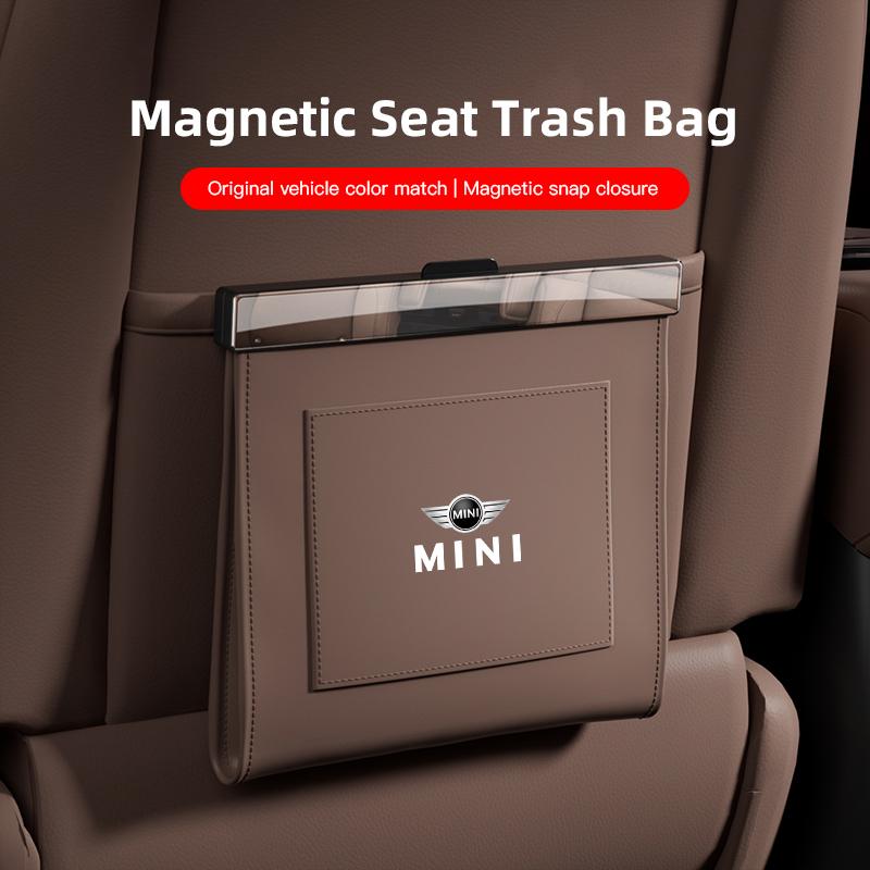 Key Chain Car Garbage Bag Waterproof Magnetic Trash Can Back Seat PU Leather Storage Box For Mini One JCW F54 F55 F56 F57F60 R55 x5