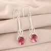 Pink Tourmaline Gemstone 925 Sterling Silver Jewelry Handmade Earrings 1.76" EE-171-13