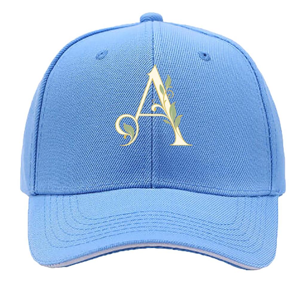 Elegant Botanical Letter A Monogram Sandwich Baseball Cap Sun Cap Outdoor Workouts Hat